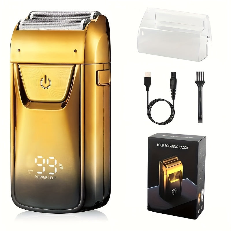 Electric razor with LED display adjustable speed USB rechargeable stainless steel body trimmer hair clipper foil ideal gift