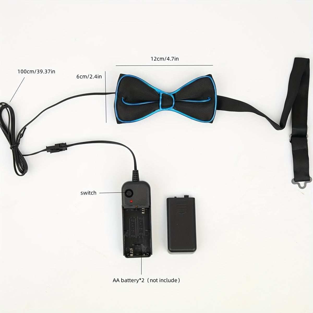 Halloween Glowing LED Neon Bow Tie for Parties Festivals and Celebrations