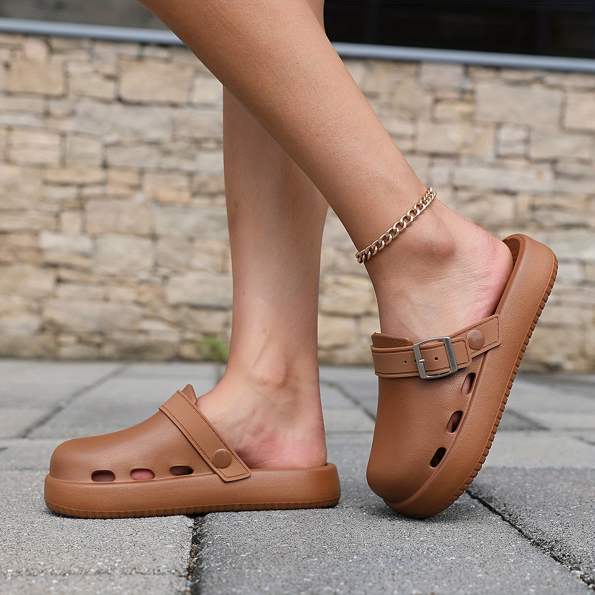 Women's Neon Green Slip-On Platform Sandals Open-Toe Casual Poolside