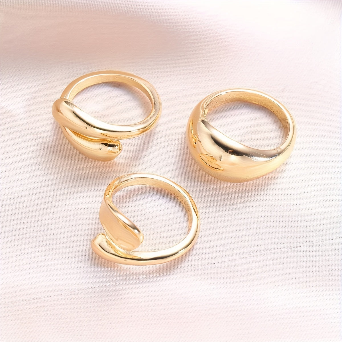 Women’s Geometric Open Ring Set 3-Piece Minimalist Jewelry for Everyday and Gifting