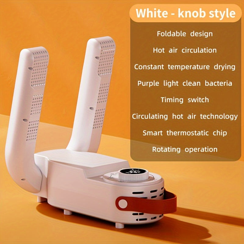 Portable Shoe Dryer with UV Deodorization Fast Heating Folding Design for Home Dorm White Red