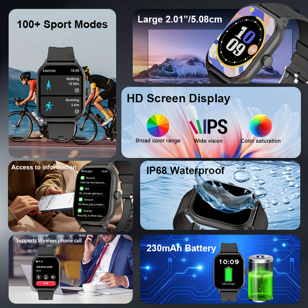 Smartwatch for Adults 5.11cm HD Full Touch TFT Display 5.3 Wireless 230mAh Battery