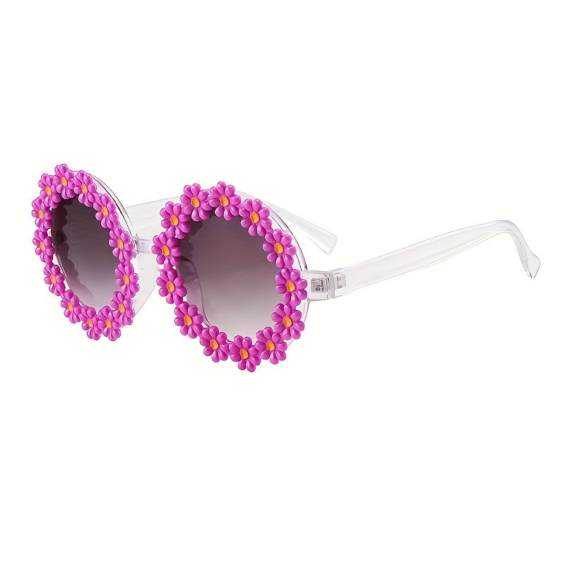 Unisex Round Frame Sunglasses with Clear Gradient Lenses Stylish Photo Prop