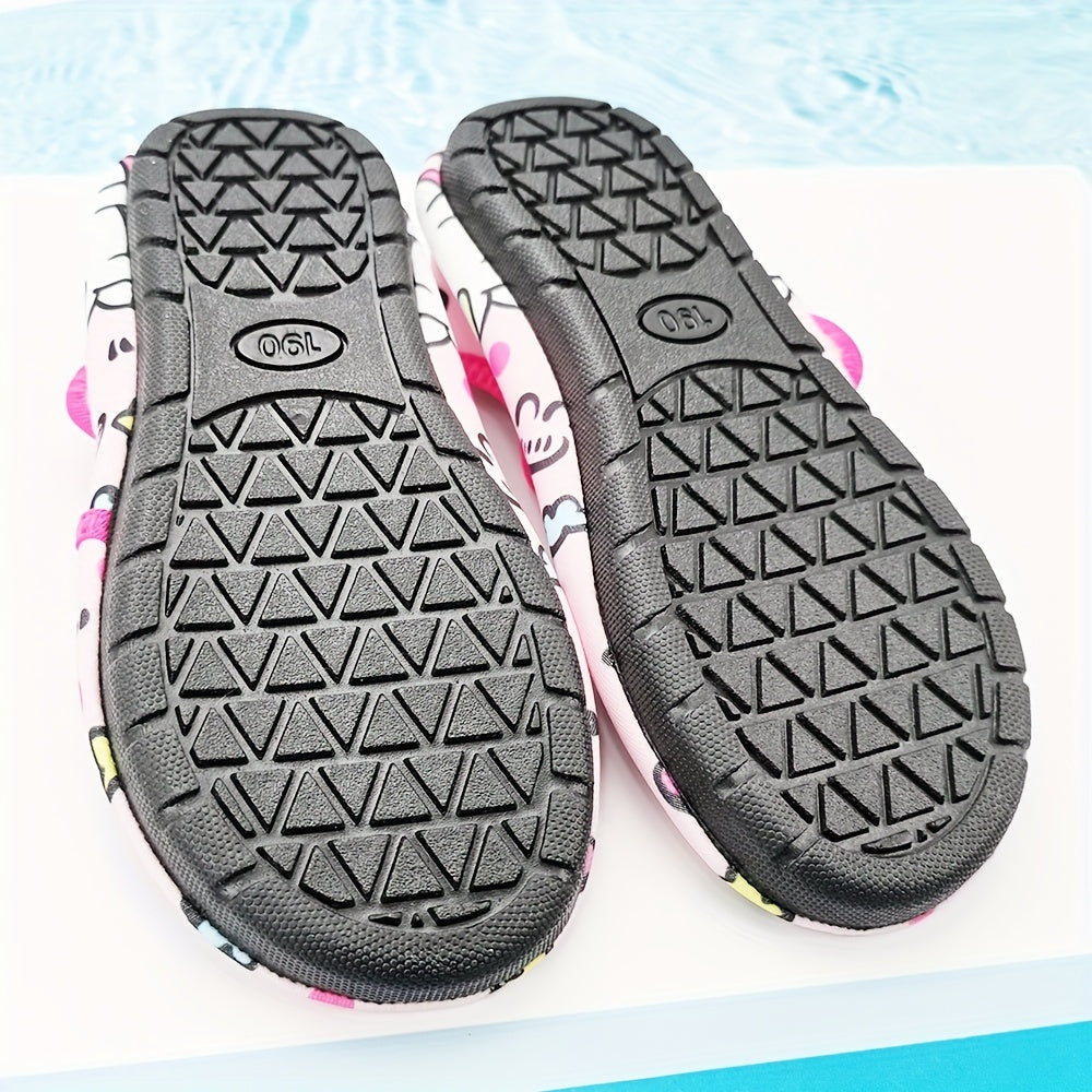 Детские летние водные тапочки с мультяшным принтом, легкая быстро сохнущая ткань, верх из ТПР, подошва из ТПР