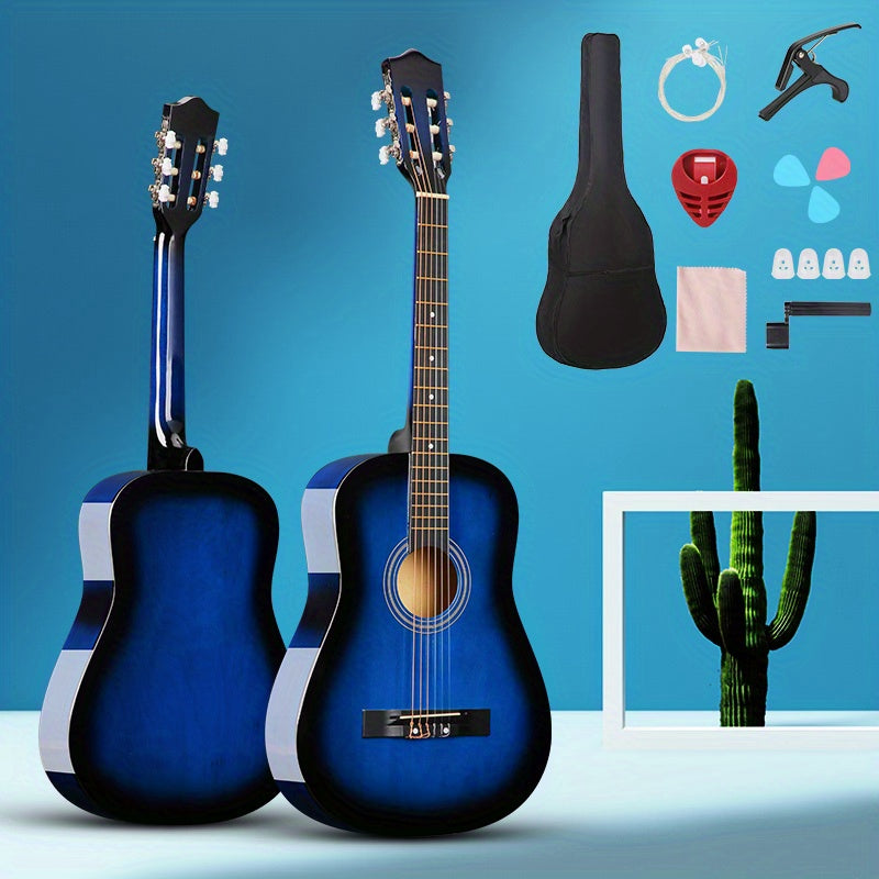 Kit de guitarra acústica clásica para adultos y adolescentes de 30/38 pulgadas con púas, bolsa y estuche