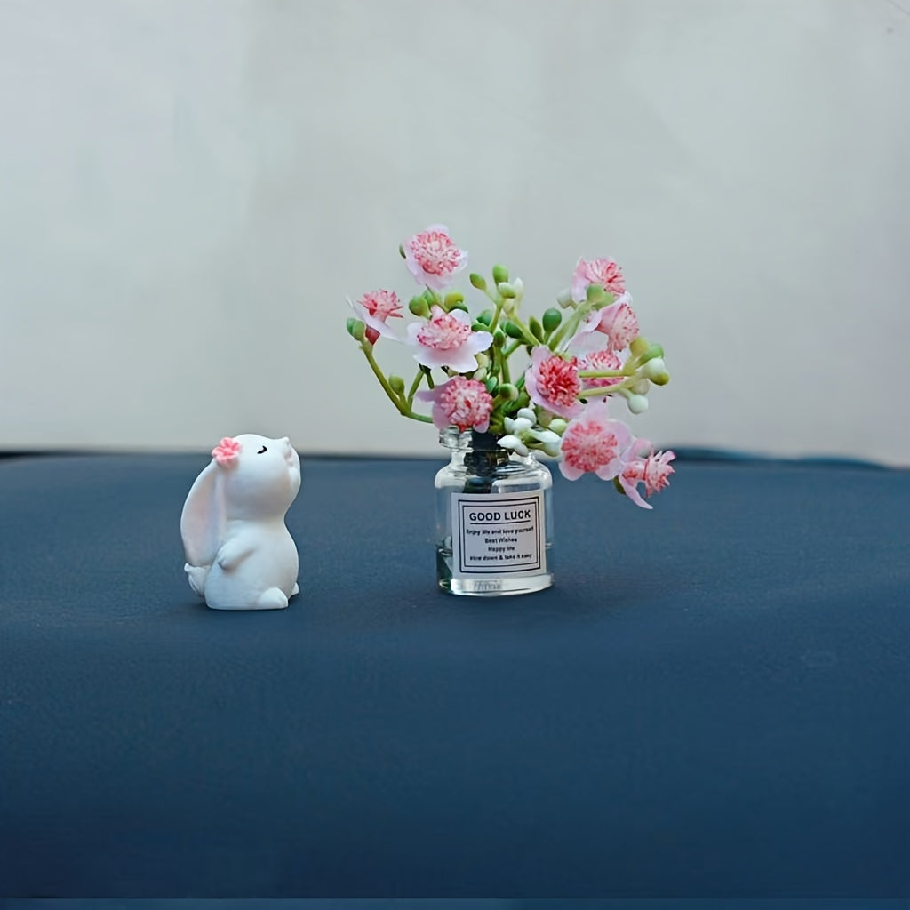 Miniature Resin Vase for Car Dashboard Decor with Healing Figurine