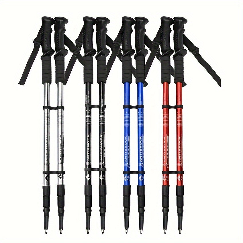 2pcs Aluminum Trekking Poles Shock-Absorbing Collapsible Adjustable for Hiking and Walking