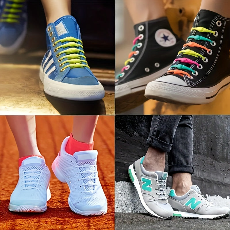24pcs Colorful Elastic Silicone No-Tie Shoelaces for Sneakers