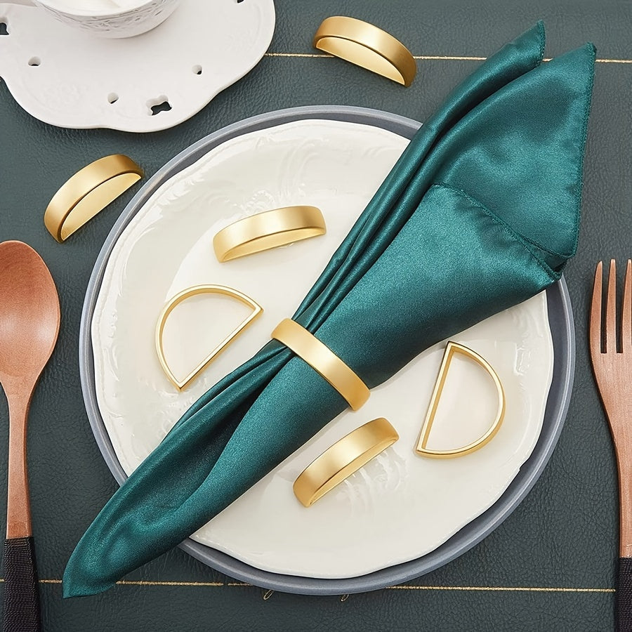 Set of 6 Gold Stainless Steel Napkin Rings for Elegant Table Decor