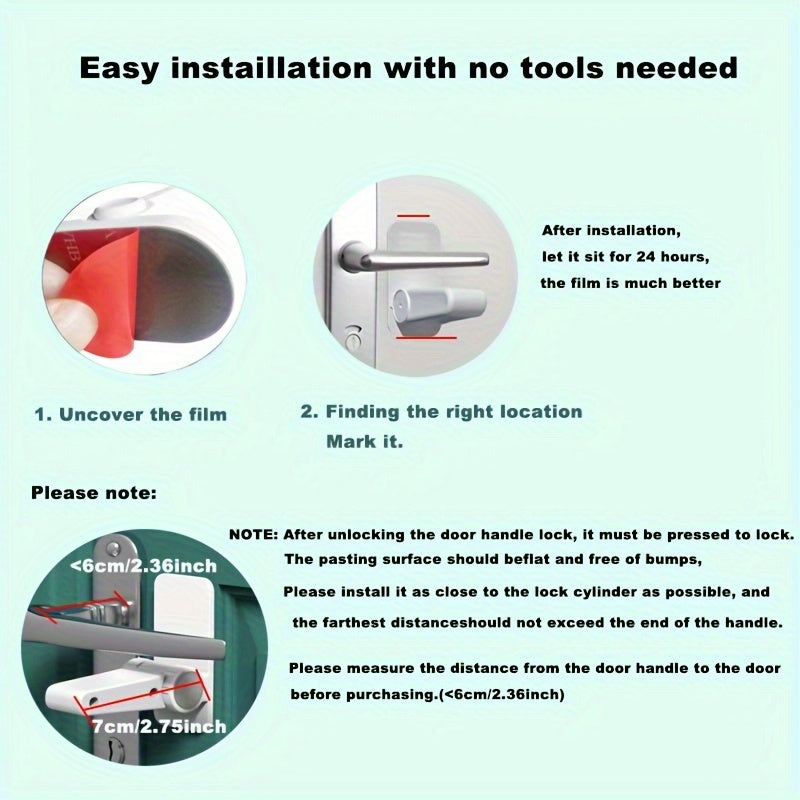 Set of 2 Door Handle Locks for Home Security Easy Installation