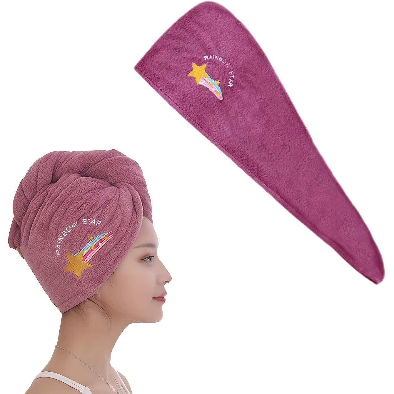 Cute Cartoon Hair Towel with Button for Quick Drying