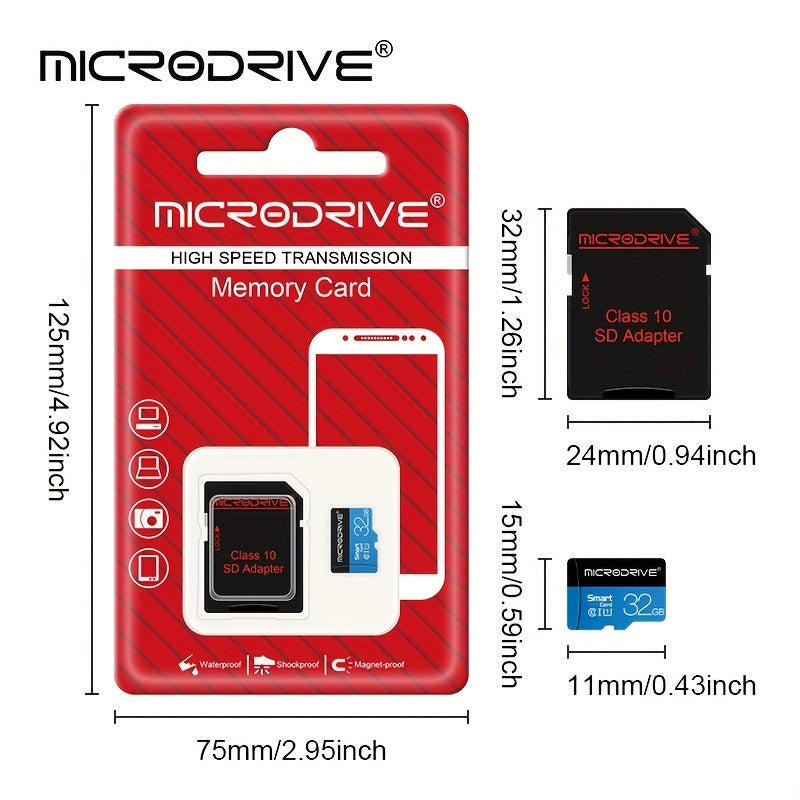 Blue Class 10 U3 MicroSD Card 32GB 64GB 128GB 256GB with SD Adapter