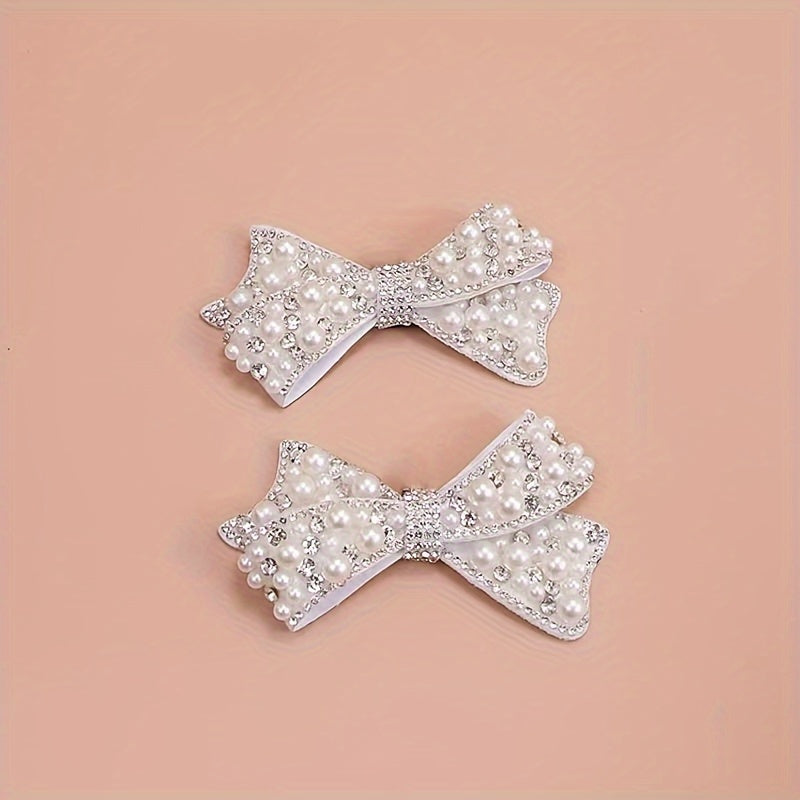 Women Rhinestone Bowknot Shoe Clips Detachable Decor