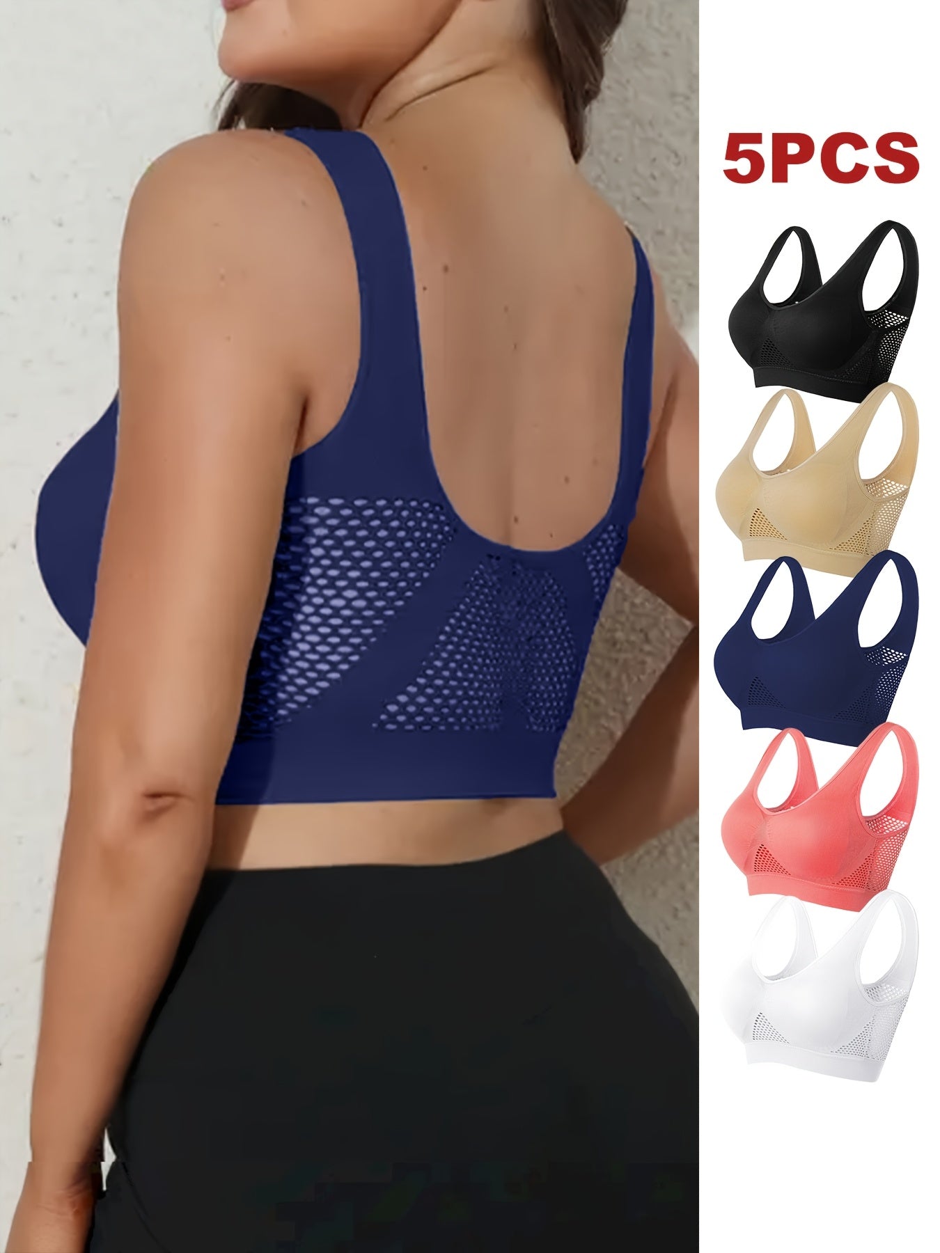 Women Plus Size Sports Bra Wireless Padded Breathable Yoga Running Set