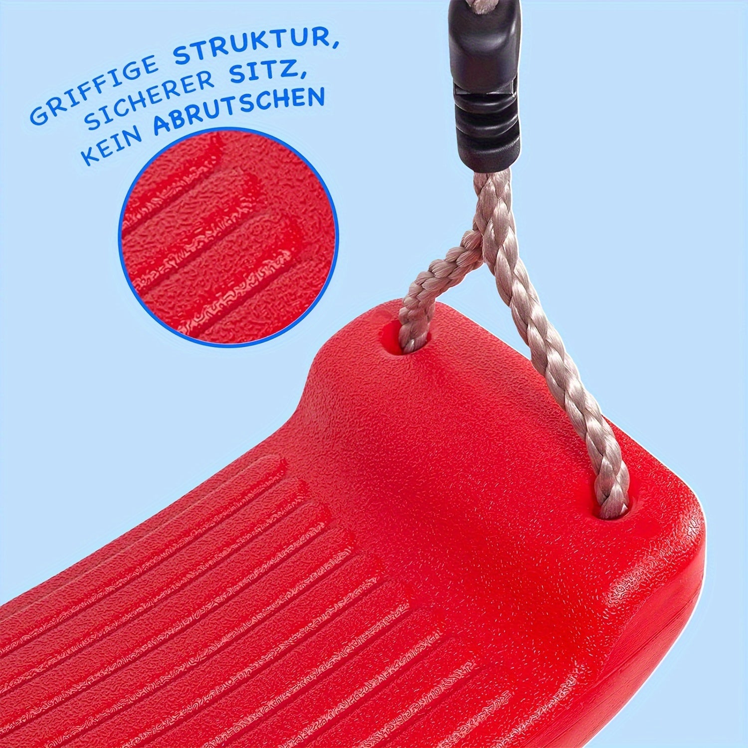 Adult Outdoor Plastic Swing Chair with Adjustable Soft Rope Red