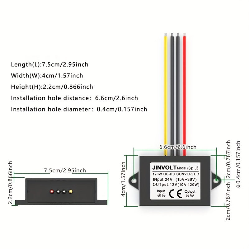 Módulo convertidor buck DC-DC 24V a 12V 10A 120W fuente de alimentación industrial y automotriz