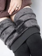 Women's Fleece-Lined Thermal Leggings Soft Polyester Spandex Jeggings for Cold Weather