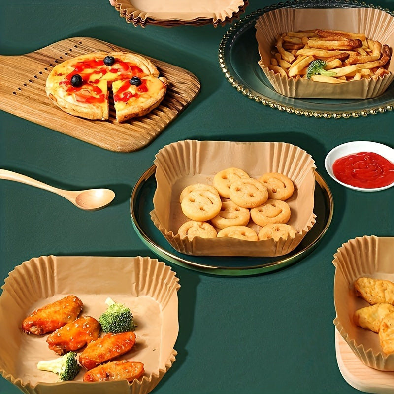 Set of 100 Reusable Unbleached Square Air Fryer Liners Food-Safe Microwave Accessories