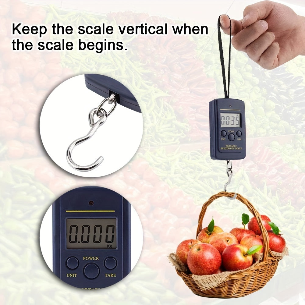 Lightweight Blue Portable Luggage Scale with Hidden Hook High Precision Battery Operated