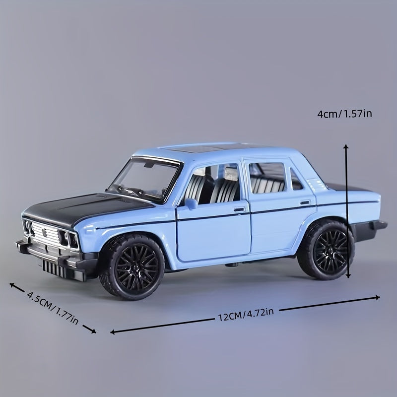 Dekoratsiya yoki sovg‘a uchun uchta ochiq eshikli 1/36 o‘lchamdagi retro sedan alloy avtomobil modeli