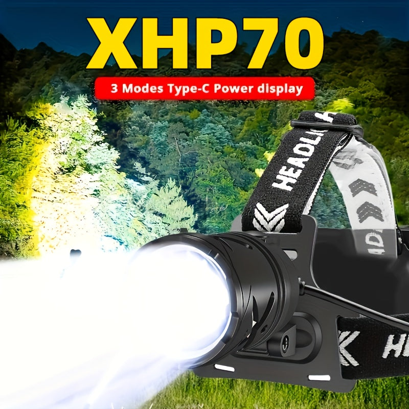 Rechargeable 30W LED Headlamp with Long Battery Life and Multi-Mode for Outdoor Activities