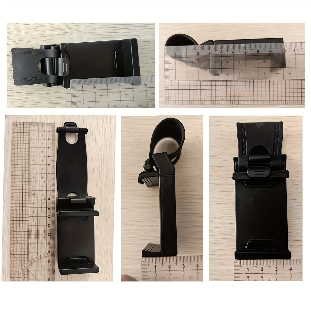 Universal Car Phone Holder with Plastic Steering Wheel Mount and Bike Clip Support