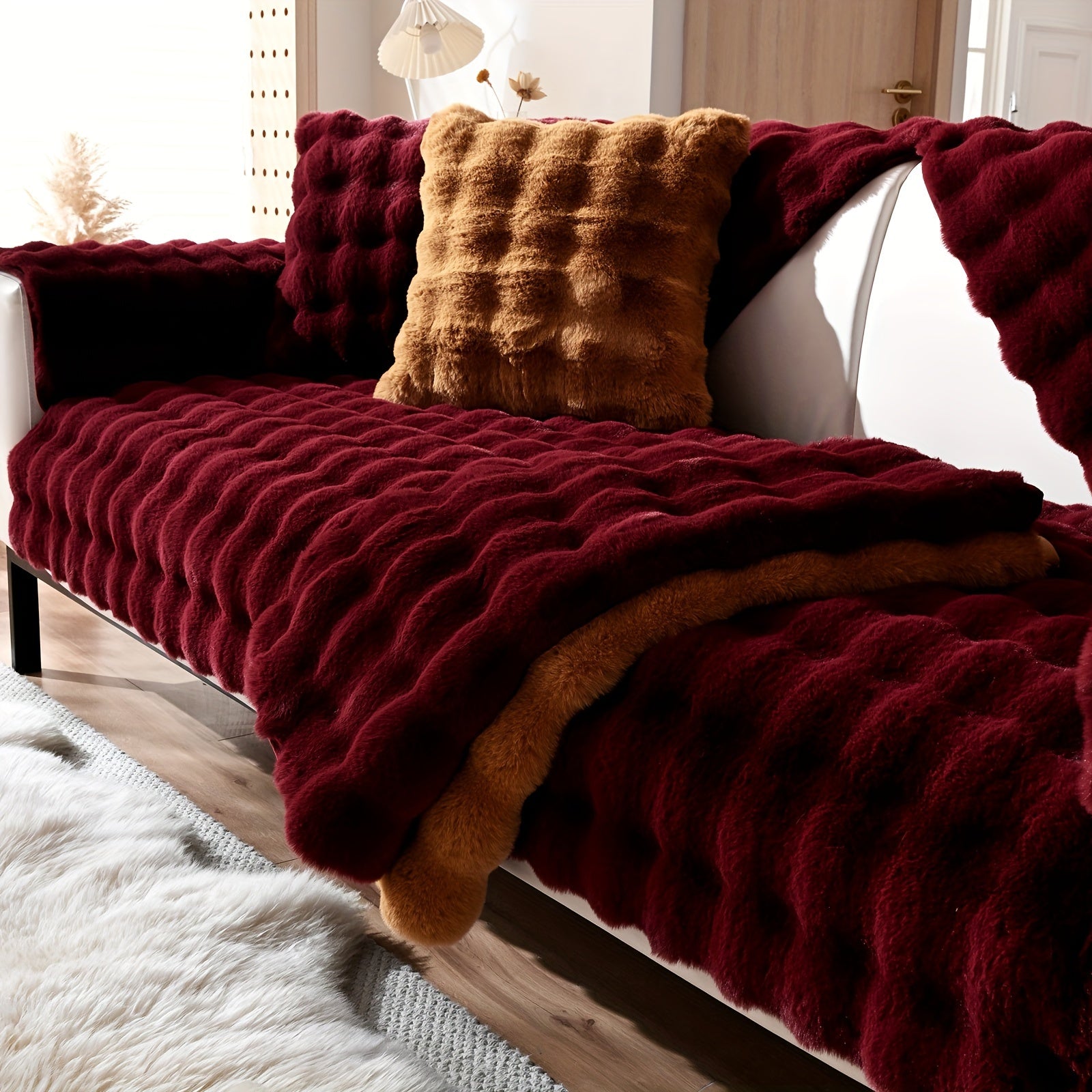 Накидка на диван из флиса для 2-4 местных диванов в 8 цветах, моющаяся в машине, дружелюбная к питомцам, современный дизайн