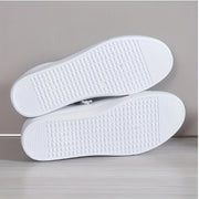 Women's White Casual Sneakers with Heart Pattern Breathable Fabric Rubber Sole