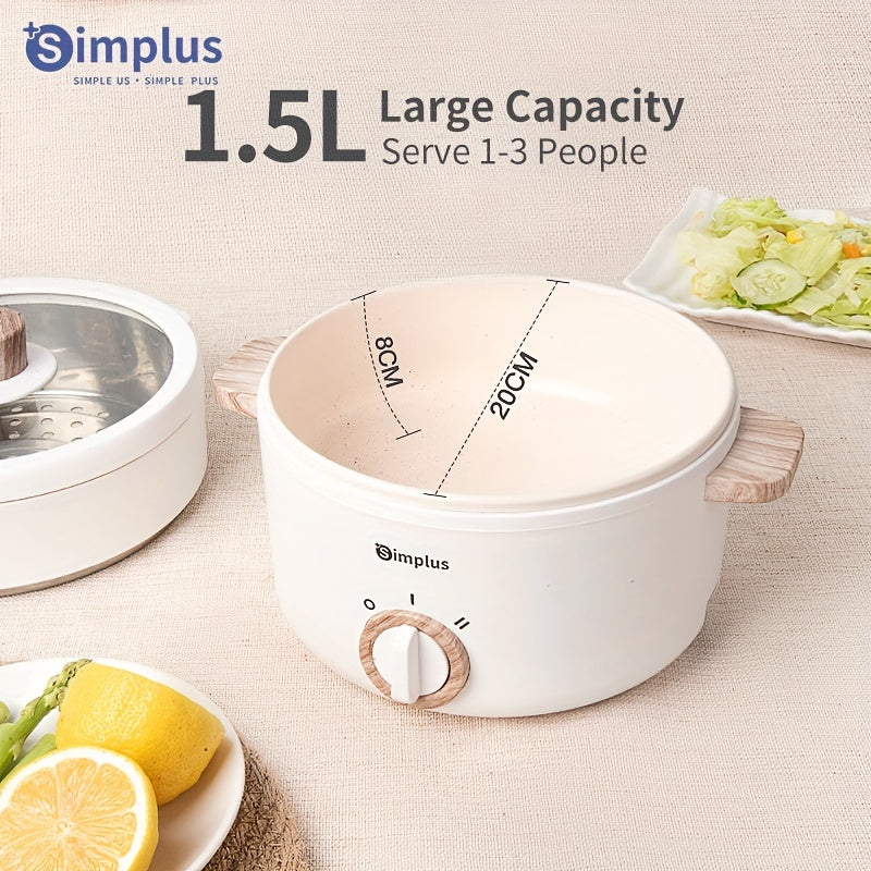 Multifunctional large-capacity electric cooking pot with steaming, stainless steel basket