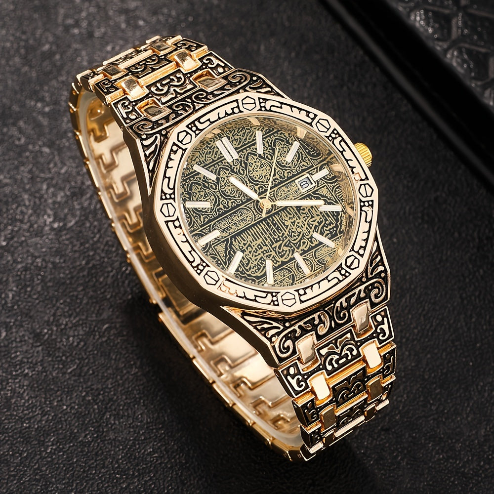 Men's Quartz Watch Alloy Round Dial Fashionable Business Wristwatch