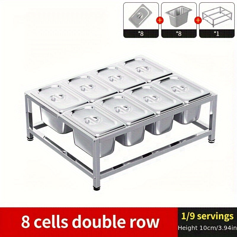 Stainless Steel Spice Racks Set with 8 Compartments for Kitchen and Restaurant Organization