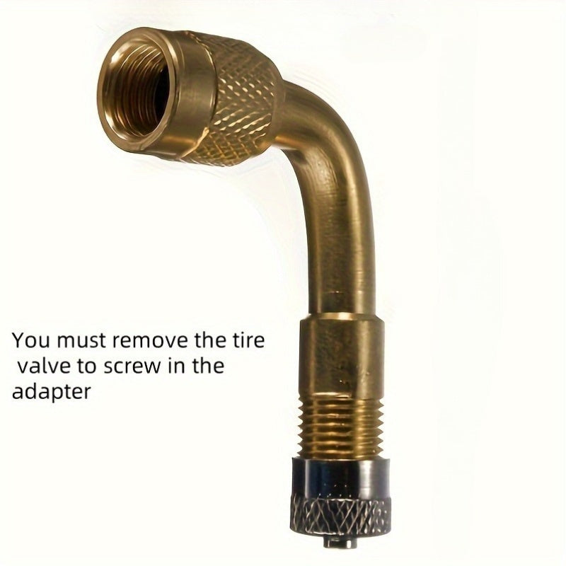 Extensión de válvula de neumático de cobre con curva de 90 grados para bicicleta y motocicleta