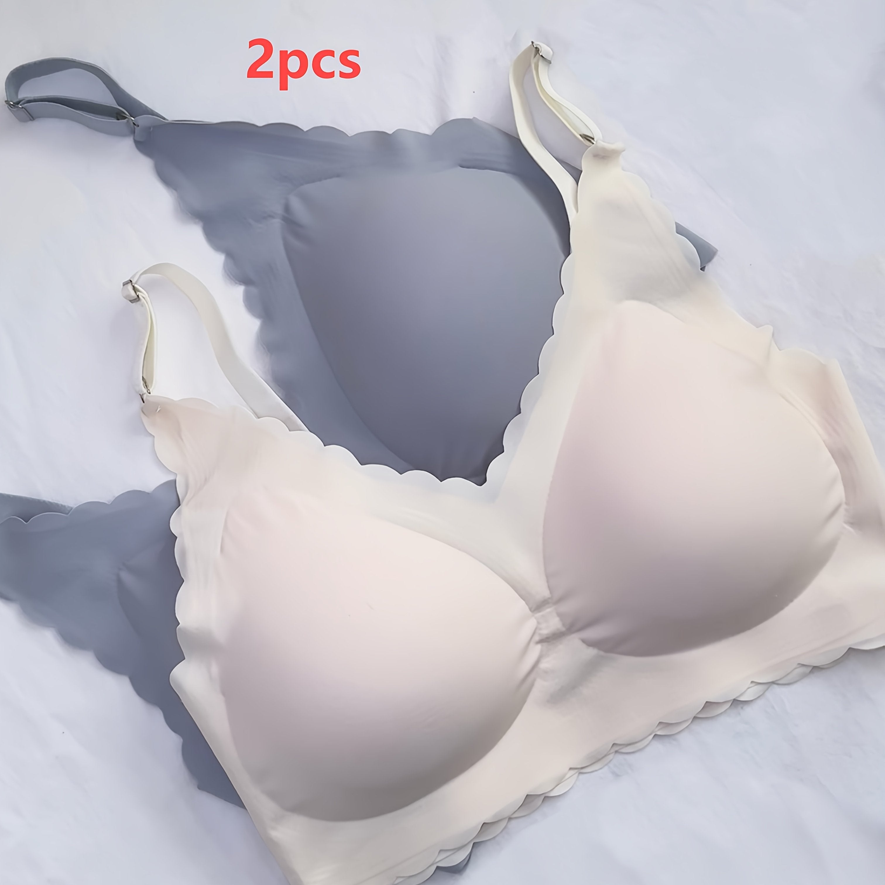 Women's Seamless Nylon-Elastane Sports Bras with Ruffled Edges and V-Neck