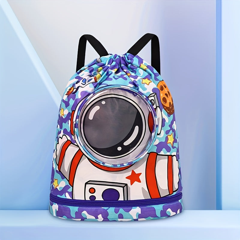 Purple Waterproof Sports and Travel Bag with Dry Wet Separation and Cartoon Design
