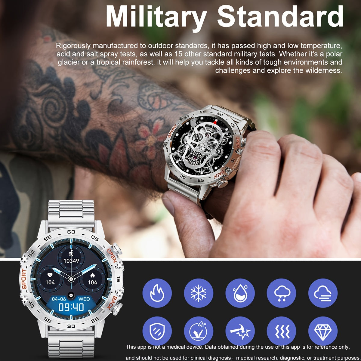 Smart Watch for Women and Men 3.53cm HD Display Sports Modes Fitness Tracker Compatible with Android and iOS