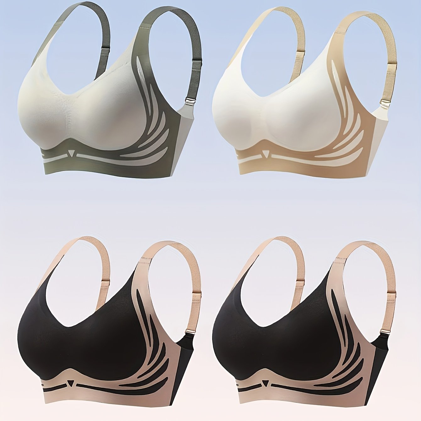 Women’s Plus Size Sports Bras High Support Yoga Fitness V-Neck Non-Padded