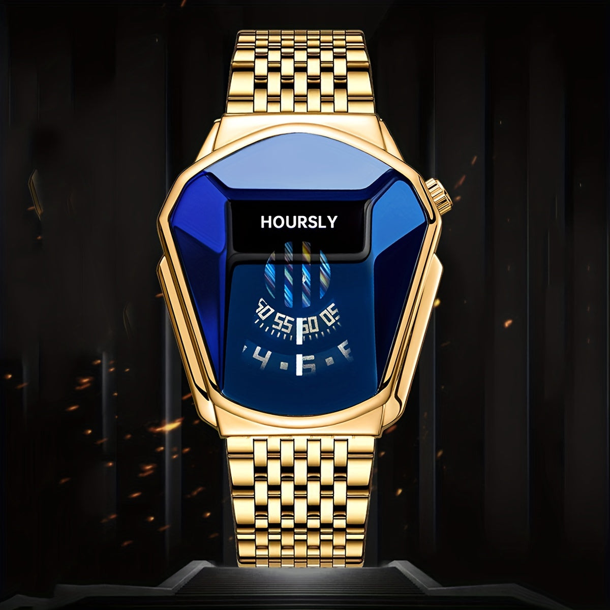 Stainless Steel Quartz Watch with Bucket Dial for Men