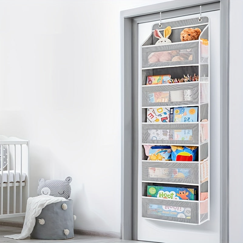 Organizador de almacenamiento colgante de cinco estantes con bolsillos de gran capacidad para dormitorio, baño y despensa