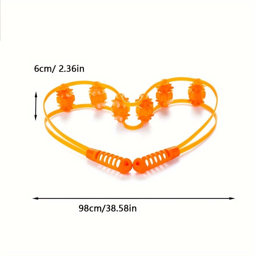 Handheld Back and Shoulder Massager with Orange Rolling Balls Full Body Muscle Tension Tool