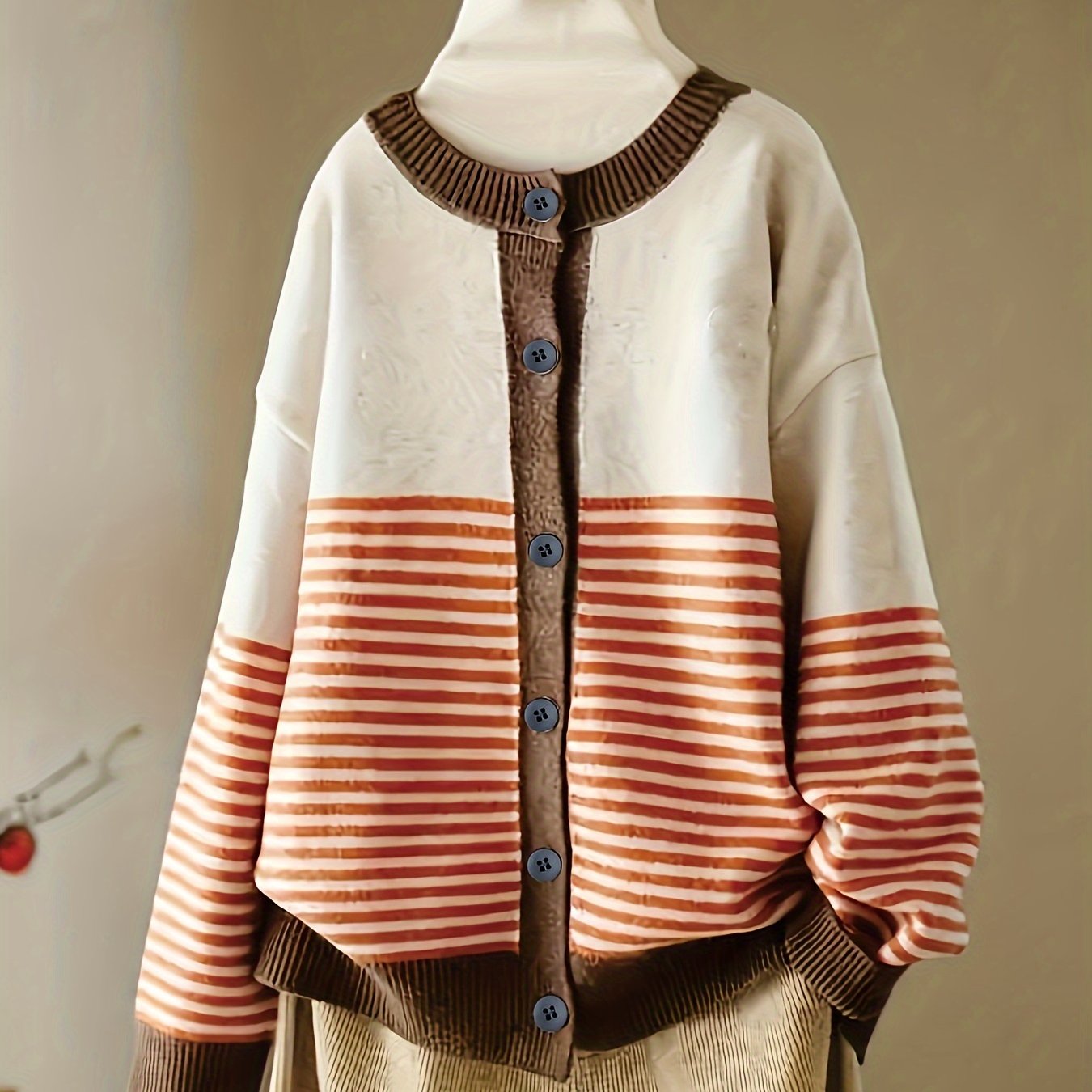 Plus Size Women's Cardigan Long Sleeve Blazer Sweater Beige Blue White Autumn Outerwear