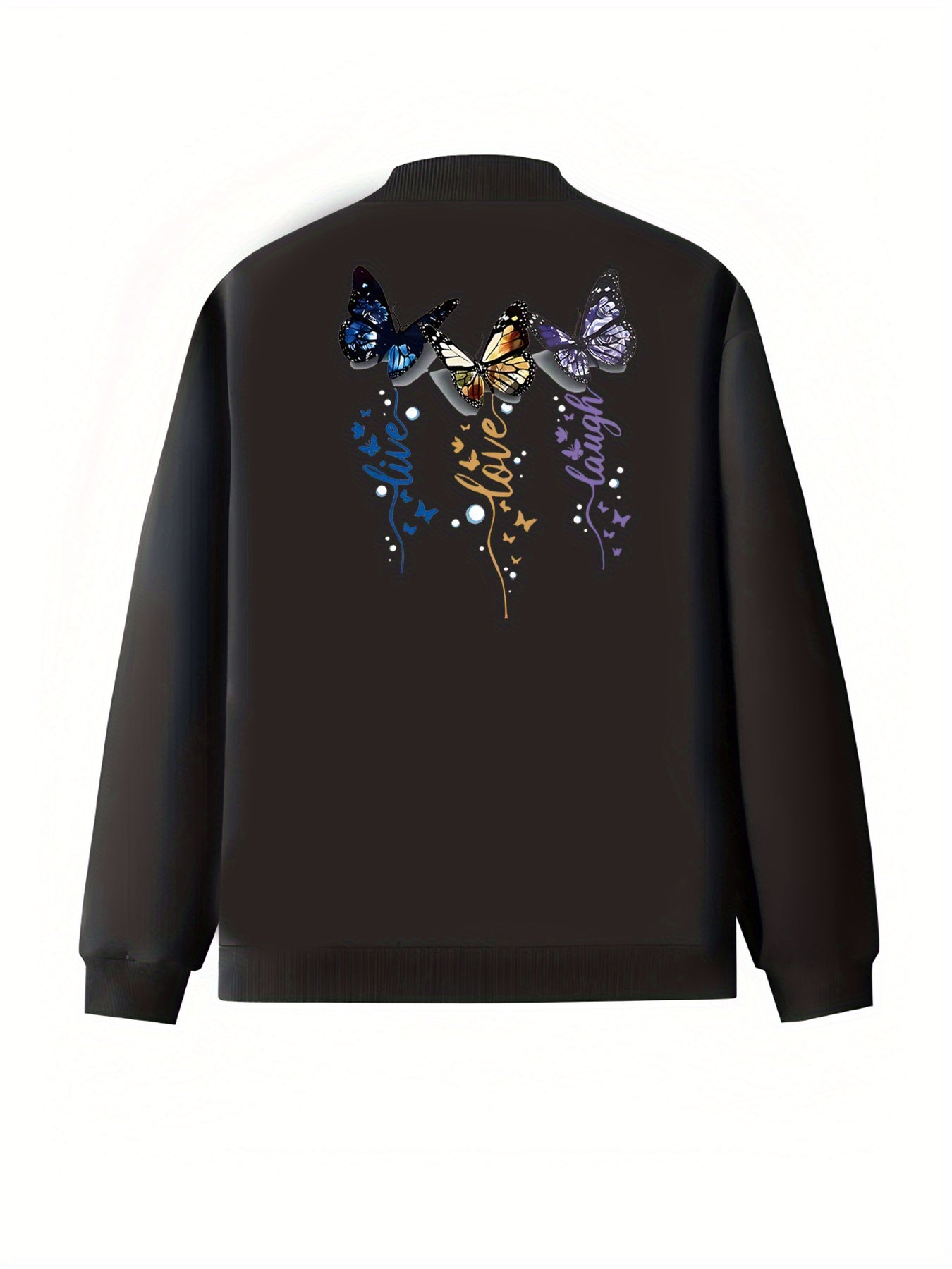 Plus Size Women's Casual Baseball Collar Jacket Black Zip-Up All-Season