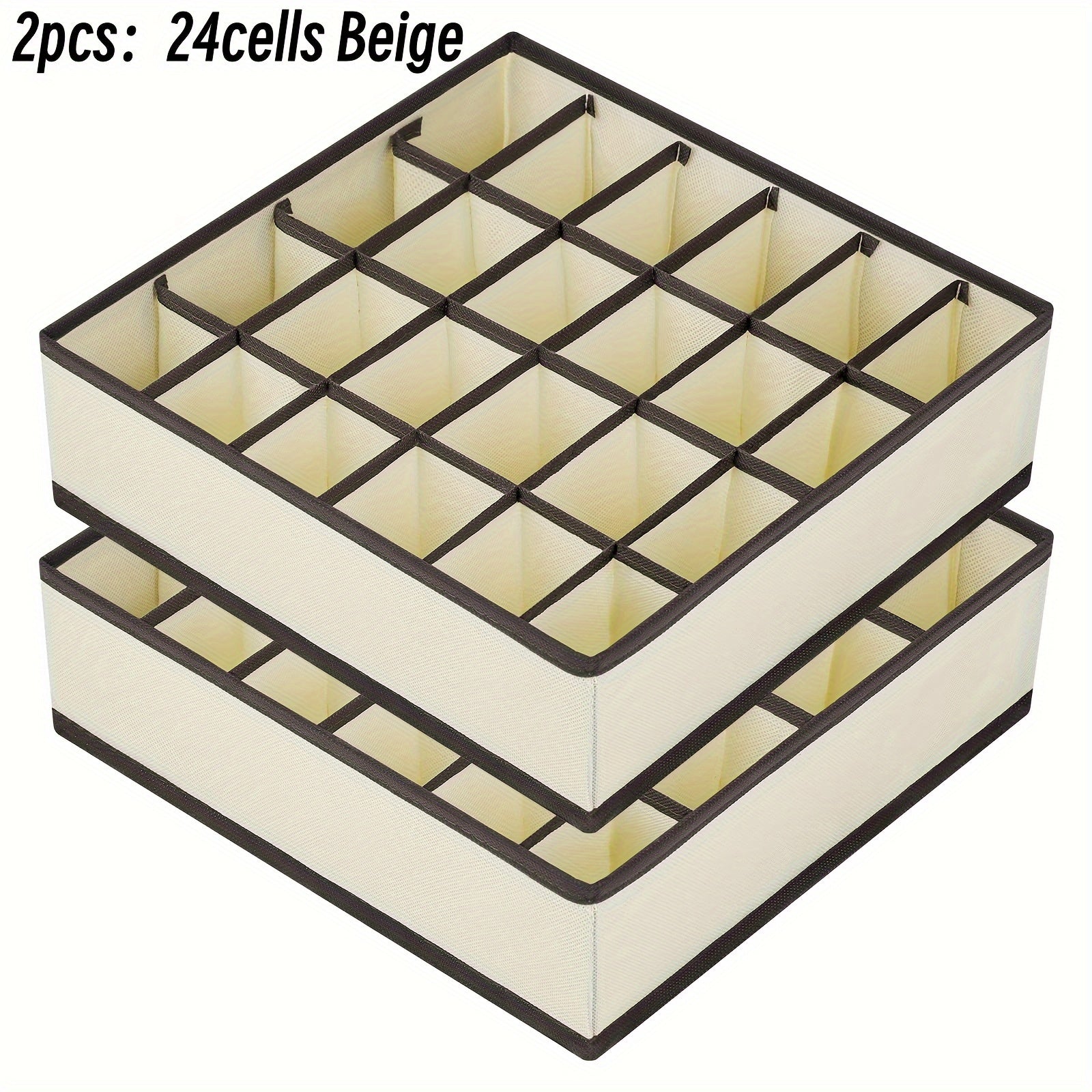 2-Pack Collapsible Drawer Organizers for Socks and Underwear Beige Gray 24 Cells