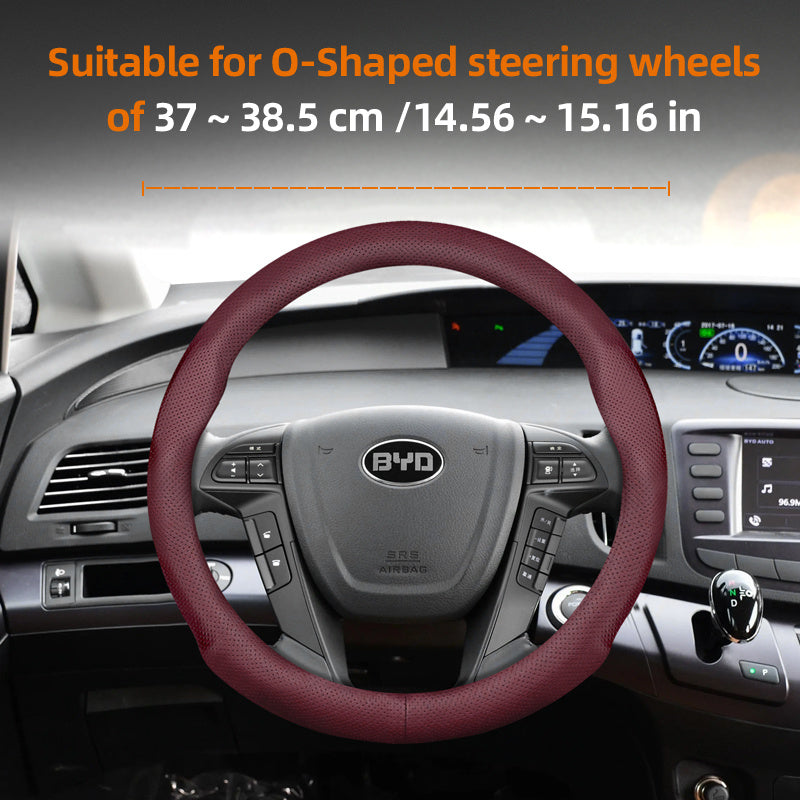 Universal avtomobil boshqaruv g'ildiragi qopqog'i nafas oladigan PU charm qora 37-38.5cm