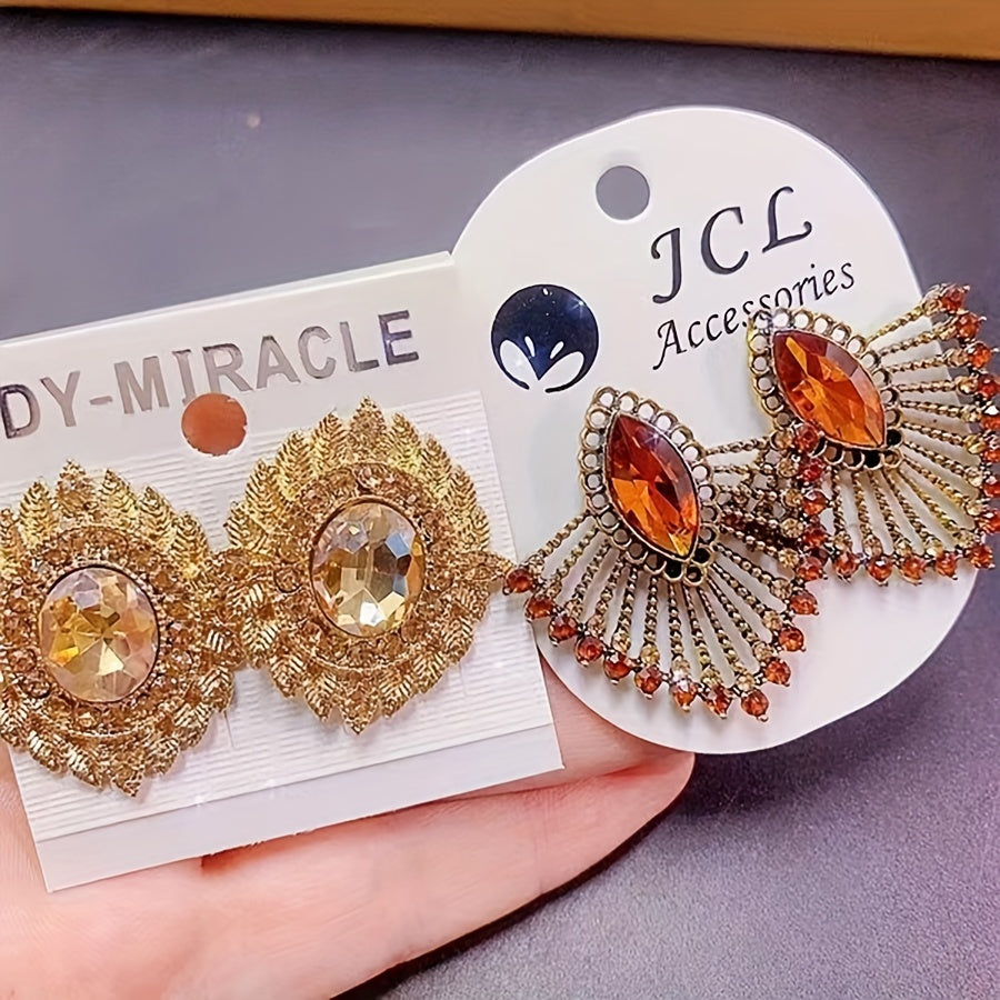 Vintage mis simi bilan toʻldirilgan quloq taqqichlari toʻplami, sunʼiy zirkon bilan, avgust tugʻilgan kun toshlari, diniy ramzlar