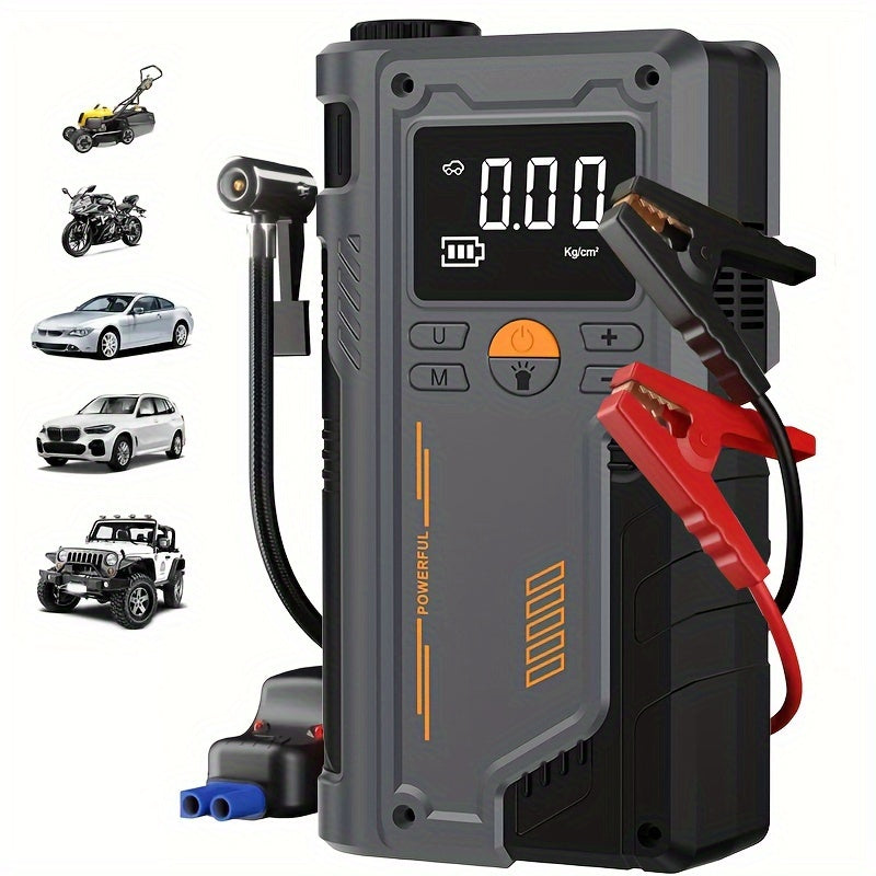Portable Wireless Car Emergency Starter with Tire Inflator LED Flashlight and USB Rechargeable Battery