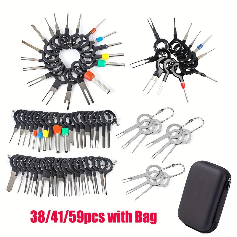 59 piezas Juego profesional de herramientas para desmontar conectores de arnés de cables, kit de herramientas para terminales automotrices