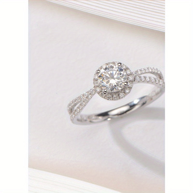 Women's Moissanite Engagement Ring Alloy Band Sparkling Stone Bridal Jewelry