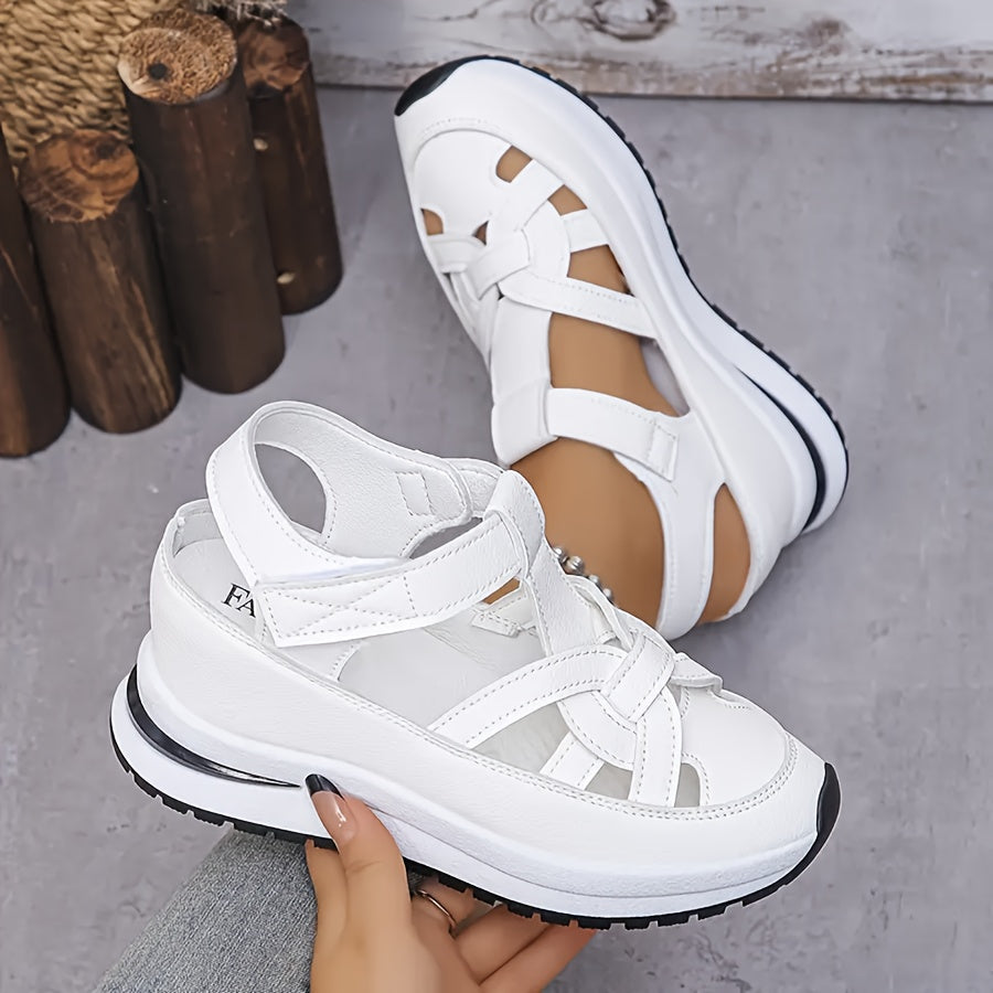Women’s White Platform Sandals with Adjustable Straps for Summer Wear