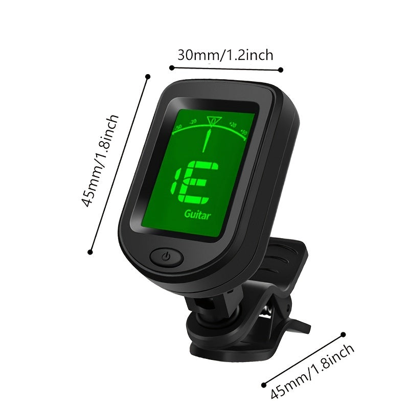 3-in-1 Gitar, Violin, Ukulele Tuner Batareya bilan ishlaydigan qora