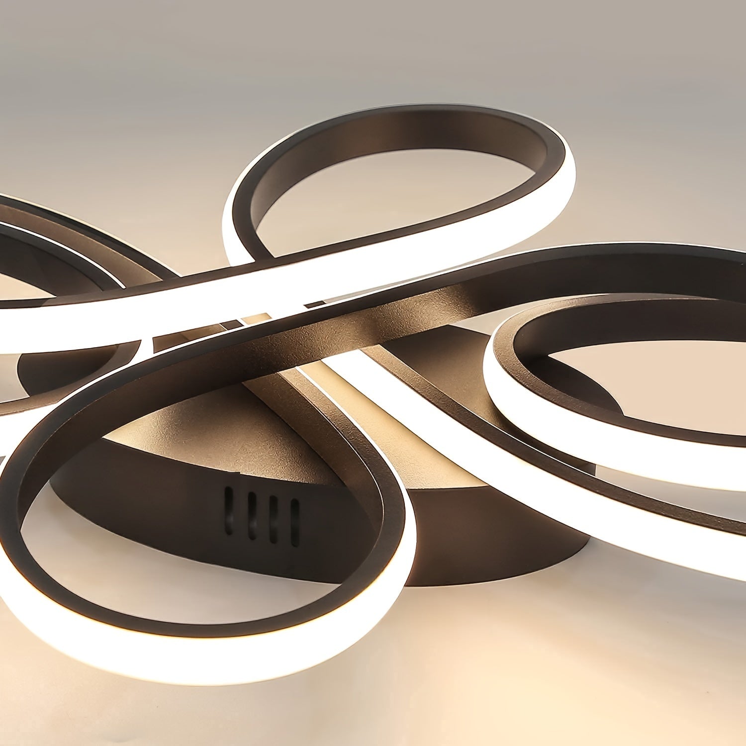 Modern Black Flower-Shaped LED Ceiling Light with Adjustable Color Temperature for Living Room Bedroom and Hallway